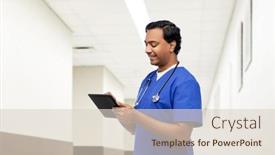  Presentation with healthcare technology - Beautiful presentation design featuring medicine-healthcare-and-technology-concept backdrop and a lemonade colored foreground