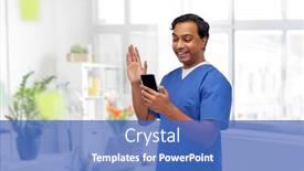  Presentation with medical video - Slide deck having medicine-healthcare-and-technology-concept background and a teal colored foreground