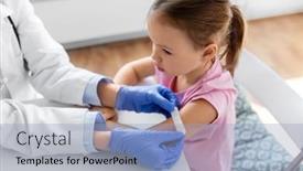  Presentation with pediatrician - Presentation theme featuring medicine-healthcare-and-vaccination-concept background and a light blue colored foreground