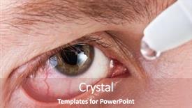  Presentation with eye medicine - Beautiful presentation design featuring medicine healthcare liquid eyedropper backdrop and a coral colored foreground