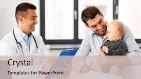  Presentation with baby medical - Beautiful slides featuring medicine healthcare pediatry and people backdrop and a soft green colored foreground