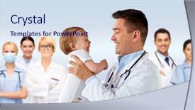  Presentation with baby medical - Theme featuring medicine healthcare pediatry and people background and a sky blue colored foreground