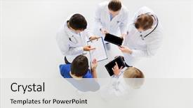  Presentation with cardiology concept - Slide deck having medicine healthcare people and cardiology background and a light gray colored foreground