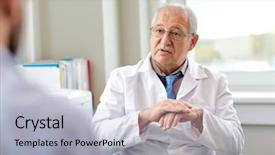  Presentation with people talking - PPT theme having medicine healthcare and people concept background and a light gray colored foreground