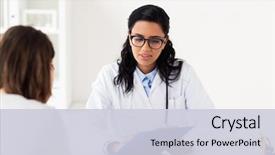  Presentation with healthcare - Presentation theme featuring medicine healthcare and people concept background and a  colored foreground