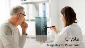 Presentation with spine - Audience pleasing theme consisting of medicine healthcare surgery radiology backdrop and a soft green colored foreground