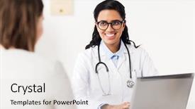  Presentation with healthcare patient technology - Amazing presentation design having medicine healthcare technology and people backdrop and a  colored foreground