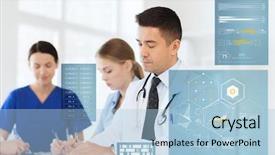  Presentation with healthcare technology - Colorful slides enhanced with medicine healthcare technology and people backdrop and a light blue colored foreground