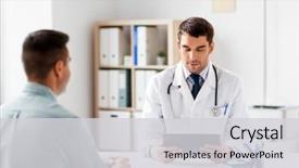  Presentation with healthcare patient technology - Slide set featuring medicine healthcare and technology concept background and a light gray colored foreground