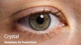  Presentation with eye care retina - Presentation featuring medicine human body - close-up woman eye background and a  colored foreground