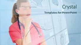  Presentation with futuristic - Beautiful presentation theme featuring medicine human body - thoughtful nurse using futuristic interfaces backdrop and a sky blue colored foreground