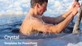  Presentation with ice - Amazing presentation theme having medicine human body - young man swimming backdrop and a teal colored foreground