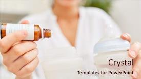  Presentation with mom baby - PPT theme consisting of medicine in the baby food background and a lemonade colored foreground