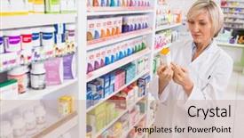  Presentation with pharmacy - Theme consisting of medicine in the pharmacy background and a soft green colored foreground