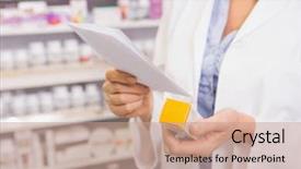  Presentation with prescription - Colorful presentation theme enhanced with medicine in the pharmacy backdrop and a coral colored foreground
