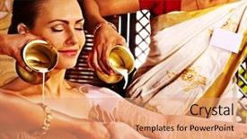  Presentation with treatment - Cool new presentation theme with medicine india - woman having ayurvedic spa treatment backdrop and a coral colored foreground