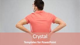  Presentation with back pain - Colorful presentation theme enhanced with medicine kidney - people healthcare and problem concept backdrop and a coral colored foreground