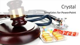  Presentation with law - Audience pleasing theme consisting of medicine law concept gavel stethoscope backdrop and a white colored foreground