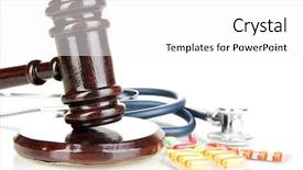  Presentation with law - Amazing theme having medicine law concept gavel stethoscope backdrop and a white colored foreground