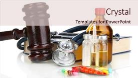  Presentation with law - Cool new theme with medicine law concept gavel backdrop and a lemonade colored foreground