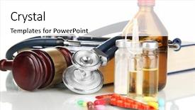  Presentation with drugs - Cool new PPT theme with medicine law concept gavel backdrop and a white colored foreground
