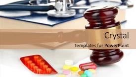  Presentation with gavel - Cool new slide deck with medicine law concept gavel backdrop and a coral colored foreground