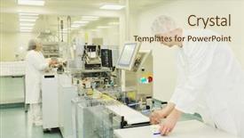  Presentation with medicament medical medicine pills - Amazing PPT theme having medicine manufacturing - medical pills industry factory backdrop and a soft green colored foreground