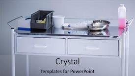  Presentation with medicine - PPT theme with medicine-on-the-trolley background and a light blue colored foreground