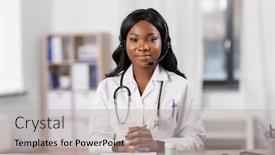  Presentation with doctor african - Audience pleasing presentation consisting of medicine-online-service-and-healthcare backdrop and a light gray colored foreground