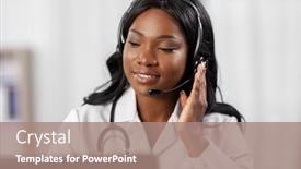  Presentation with video conference - Amazing slide deck having medicine-online-service-and-healthcare backdrop and a coral colored foreground