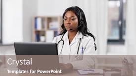  Presentation with video conference - PPT theme consisting of medicine-online-service-and-healthcare background and a gray colored foreground
