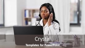  Presentation with video conference - PPT theme featuring medicine-online-service-and-healthcare background and a dark gray colored foreground