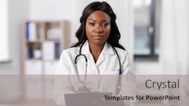  Presentation with medical clipboard - Cool new presentation theme with medicine-people-and-healthcare-concept backdrop and a light gray colored foreground