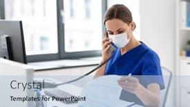  Presentation with medical face mask - Audience pleasing slide deck consisting of medicine-people-and-healthcare-concept backdrop and a light blue colored foreground