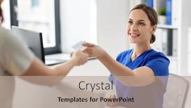  Presentation with female hospital patient - Colorful slide set enhanced with medicine-people-and-healthcare-concept backdrop and a coral colored foreground