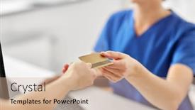  Presentation with female hospital patient - Amazing presentation design having medicine-people-and-healthcare-concept backdrop and a coral colored foreground