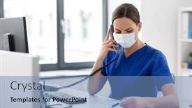 Presentation with medical face mask - Beautiful PPT layouts featuring medicine-people-and-healthcare-concept backdrop and a teal colored foreground