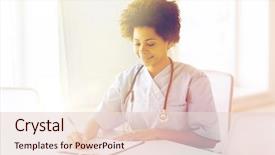  Presentation with medical clipboard - Presentation having medicine people and healthcare concept background and a lemonade colored foreground