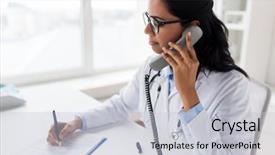  Presentation with medical clipboard - PPT theme featuring medicine people and healthcare concept background and a light gray colored foreground