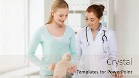  Presentation with health-care - Audience pleasing presentation theme consisting of medicine-pet-animals-health-care backdrop and a soft green colored foreground
