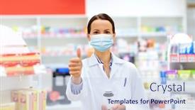  Presentation with apothecary - Colorful PPT theme enhanced with medicine-pharmaceutics-and-healthcare-concept backdrop and a sky blue colored foreground