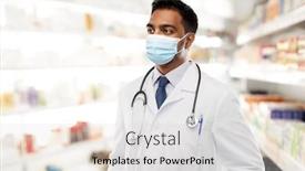  Presentation with medical pharmacy - PPT layouts having medicine-pharmaceutics-and-healthcare-concept background and a light gray colored foreground