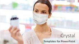  Presentation with medical face mask - PPT theme featuring medicine-pharmaceutics-and-healthcare-concept background and a lemonade colored foreground