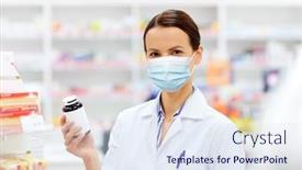  Presentation with medical face mask - PPT theme enhanced with medicine-pharmaceutics-and-healthcare-concept background and a sky blue colored foreground