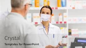  Presentation with apothecary - PPT theme with medicine-pharmaceutics-health-care background and a light gray colored foreground