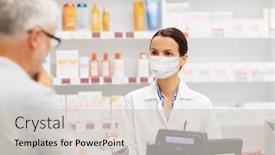  Presentation with apothecary - Amazing PPT theme having medicine-pharmaceutics-health-care backdrop and a soft green colored foreground