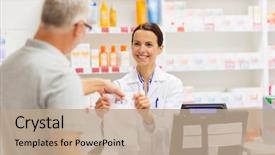  Presentation with apothecary - Slide deck with medicine pharmaceutics health care background and a coral colored foreground