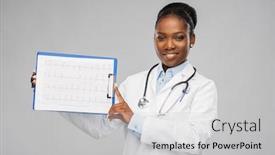  Presentation with clipboard stethoscope - Amazing presentation having medicine-profession-and-healthcare-concept backdrop and a light gray colored foreground