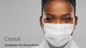  Presentation with african american - Presentation design having medicine-profession-and-healthcare-concept background and a light gray colored foreground