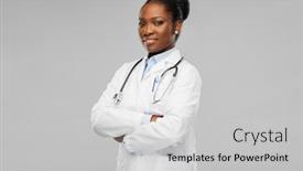  Presentation with doctor african - Slide set enhanced with medicine-profession-and-healthcare-concept background and a light gray colored foreground